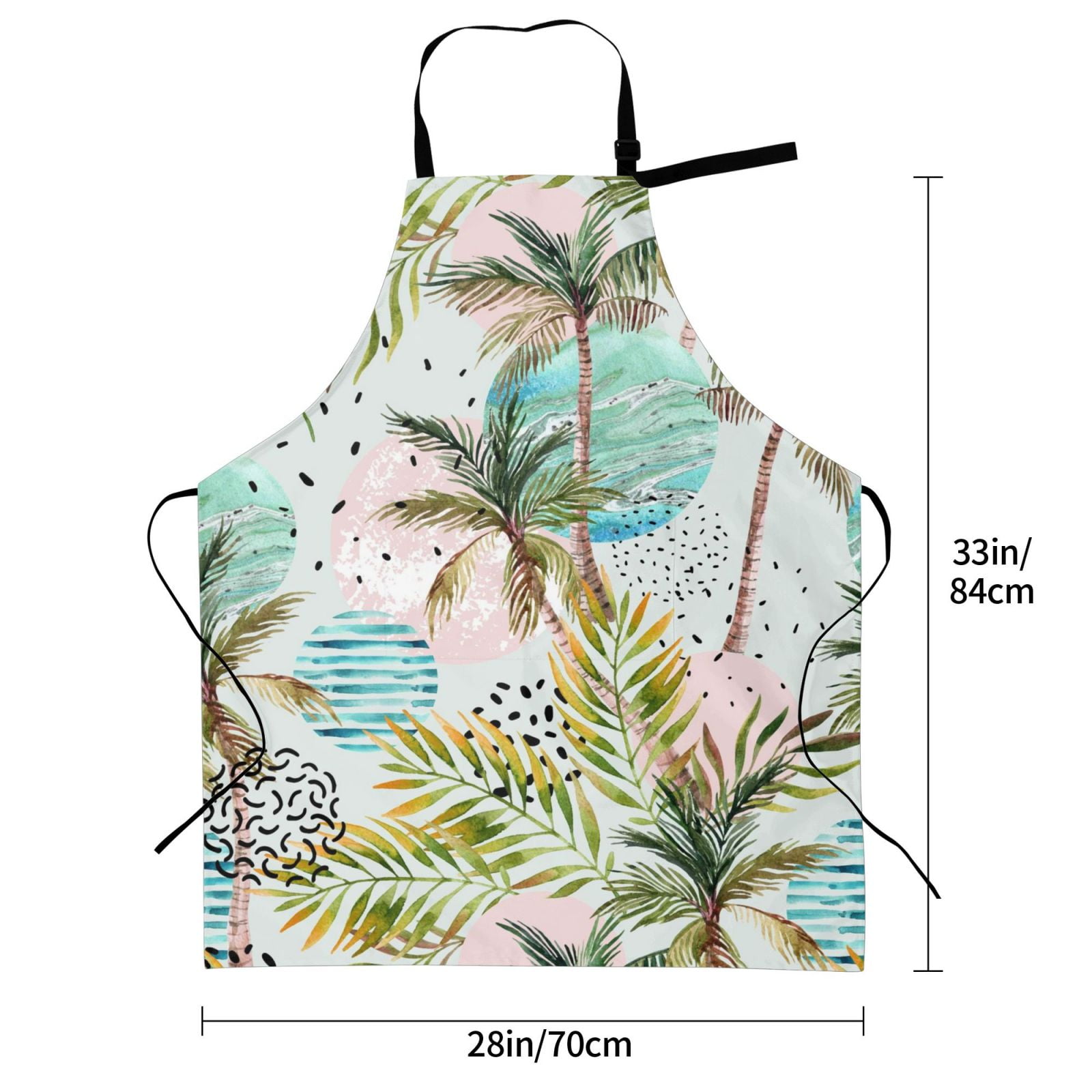 Kdxio Watercolor Palm Tree Apron with Pockets Adjustable Kitchen Aprons for Men Women Waterproof Aprons for Cooking,Drawing,Crafting, Baking Household Cleaning