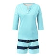 thumbnail image 3 of Clearance! QIPOPIQ Women's Leggings Summer Sports Plus Size Stripe Printing T-Shirt Workout Tops Suit Tracksuit, 3 of 9