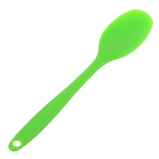 Cuchara sopera de silicona con mango largo, antiadherente, para servir alimentos (verde)