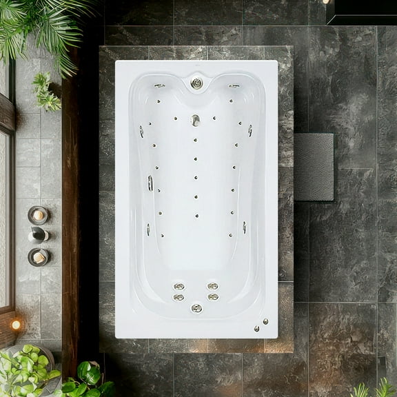 WaterTech Acrylic 60 in. x 42 in. Elite Series Drop-In Whirlpool and Air Bath Combination Tub - White