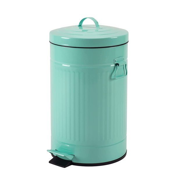 Mint Green Trash Can with Lid, Turquoise Bathroom Bedroom Waste Basket