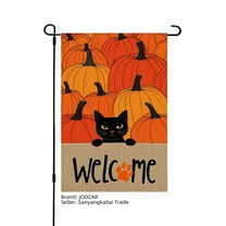JOOCAR Black Cat and Pumpkins Linen Garden Flag for Fall Autumn Home Outdoor Garden Yard Door Decor 12x18 inch