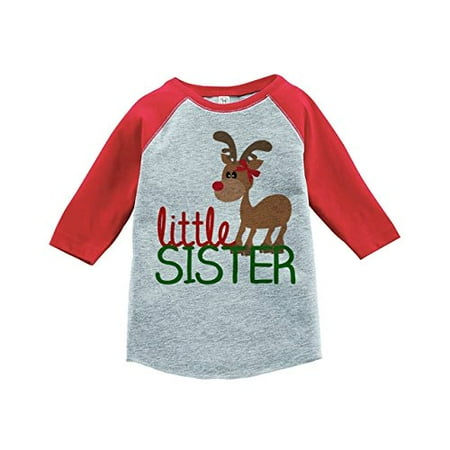 

Custom Party Shop Kids Little Sister Christmas Raglan Shirt Red