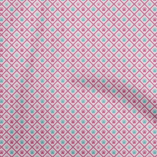 oneOone Silk Tabby Pink Fabric Paw Sewing Material Print Fabric By The Yard 42 Inch Wide