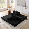 thumbnail image 3 of Jopath 78" Convertible Sofa Bed with Fixed-Shape Frame and Removable Armrests,Futon Boneless Couch Lounge Loveseat with 2 Pillows,Folding Mattress Couch for Living Room,No Assembly Needed,Black, 3 of 8