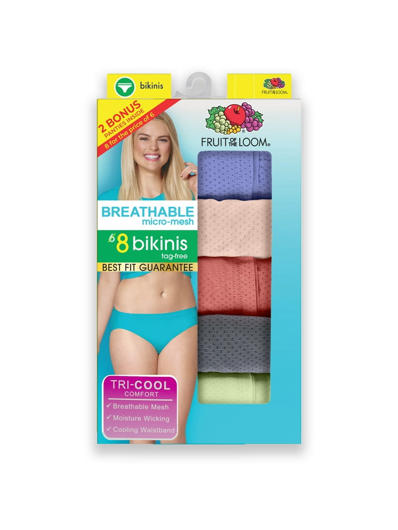 Fruit of the Loo Woen's 4PK Fit for e Breathable icroesh Hi-Cut Fruit of the Loo Woen's 4PK Fit for e Breathable icroesh Hi-Cut