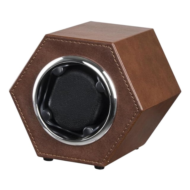 Enrollador automático de un solo reloj, agitador de reloj de pulsera con ajuste de 2 engranajes para oficina Marrón
