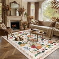 thumbnail image 3 of BERTHMEER Large 8'x10' Area Rugs for Living Room Bedroom Office Rugs Vintage Beige Floral Carpets Machine Washable Farmhouse Dining Room Oriental Flower Non Slip Rugs, Multicolor, 3 of 7