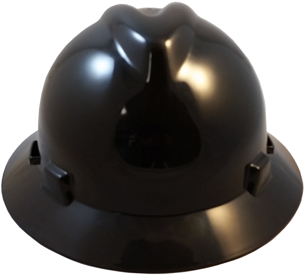MSA V-Guard with Staz On Suspensions - Full Brim Hard Hats and Safety Tote - Black