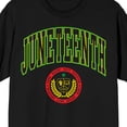 thumbnail image 2 of Juneteenth Collegiate Crest Crew Neck Short Sleeve Men's Black T-shirt, 2 of 7