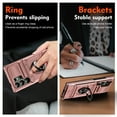 thumbnail image 5 of ELEHOLD for Samsung Galaxy S24 Ultra Rugged Hard Case with Metal Ring Holder Kickstand Work with Magnetic Car Mount Hidden Card Slot Pocket Shockproof Armor Cover with 1 Pack Screen Protector,Rosegold, 5 of 7