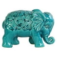 thumbnail image 2 of 10 Inch Standing Elephant Figurine, Embossed Swirl Design, White- Saltoro Sherpi, 2 of 2