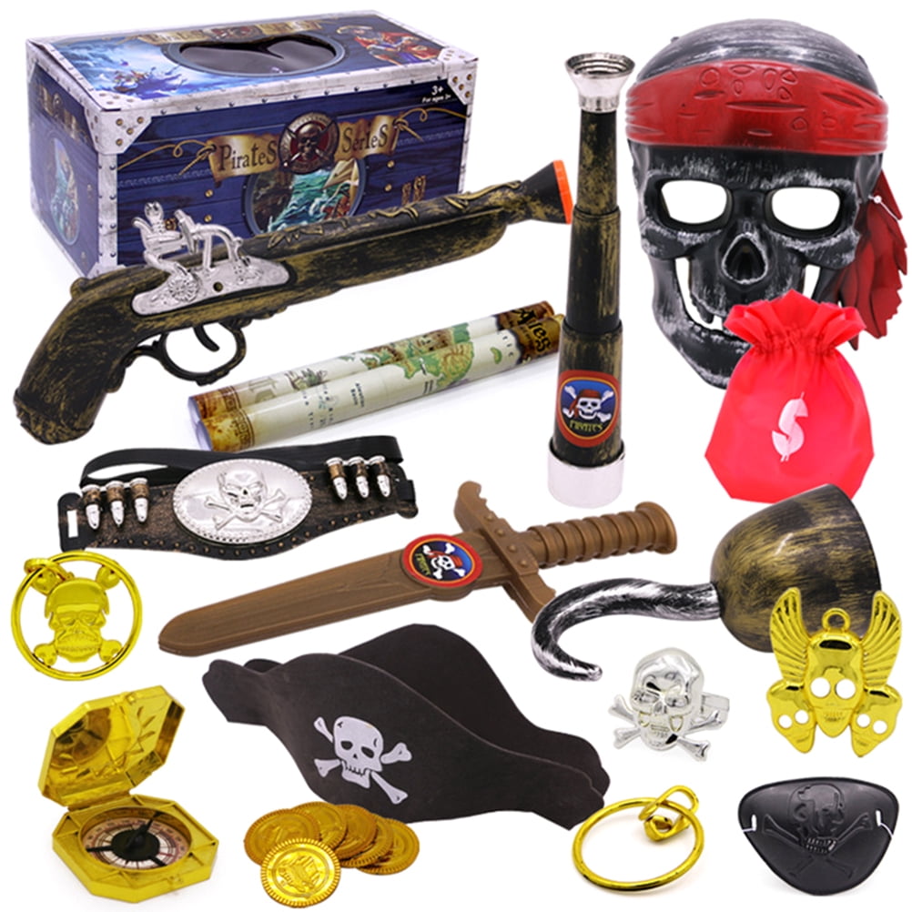 Set De 6 Accesorios Para Disfraz De Pirata – Diadema, Cinturón, Parche, Collar, Brújula Y Bolsa De Dinero