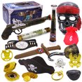 thumbnail image 1 of 21 unids/set disfraz de pirata para Halloween, espadas, brújulas, dagas, máscaras, ropa, sombreros, binoculares, medallas, monedas doradas, accesorio de vestir, 1 of 6