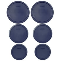 Pyrex (2) 7403-PC, (2) 7402-PC, and (2) 7201-PC Blue Plastic Storage Replacement Lids