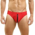 thumbnail image 4 of XDZJLR Swim Briefs Men With Front Zipper Opening Color Blocking Beach Swimming Pants Soft Beachwear Red, 4 of 5