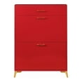 thumbnail image 6 of Space Saving Red Shoe Storage Cabinet with 2 Flip Drawers, Ample Storage, Sturdy MDF & Metal Construction Space Saving, Red - Easy to Assemble, Shoe Storage Cabinet for Doorway Hallway Entryway, 6 of 6