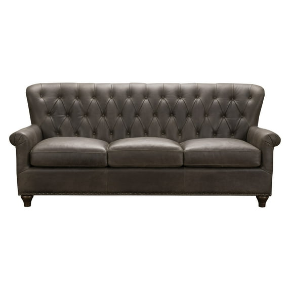 Home Meridian Charlie Tufted Leather Sofa in Heritage Brown