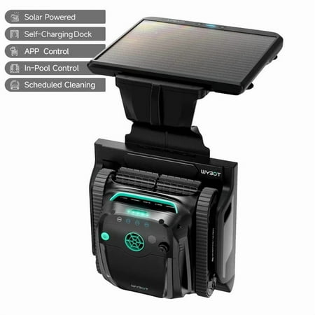 WYBOT S2 Solar Powered Robotic Pool Vacuum Cleaner, Auto Return & Charge, Enhanced Scheduled Cleaning, 3D Adsorption System, Brushless Motor, Ideal for Inground Pools Up to 3229 Sq.Ft