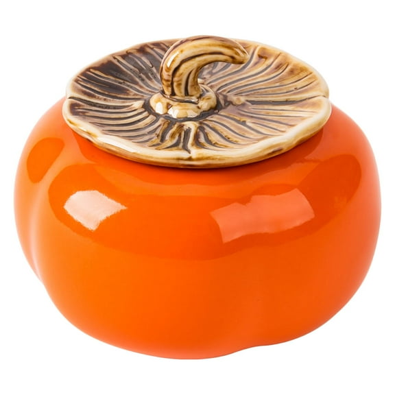 1Pc Ceramic Tea Canister Decorative Tea Pot Persimmon Shaped Sealing Jar Orange