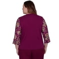 thumbnail image 2 of Alfred Dunner Womens Plus-Size  Embroidered Floral Sleeve Split Neck Top, 2 of 6