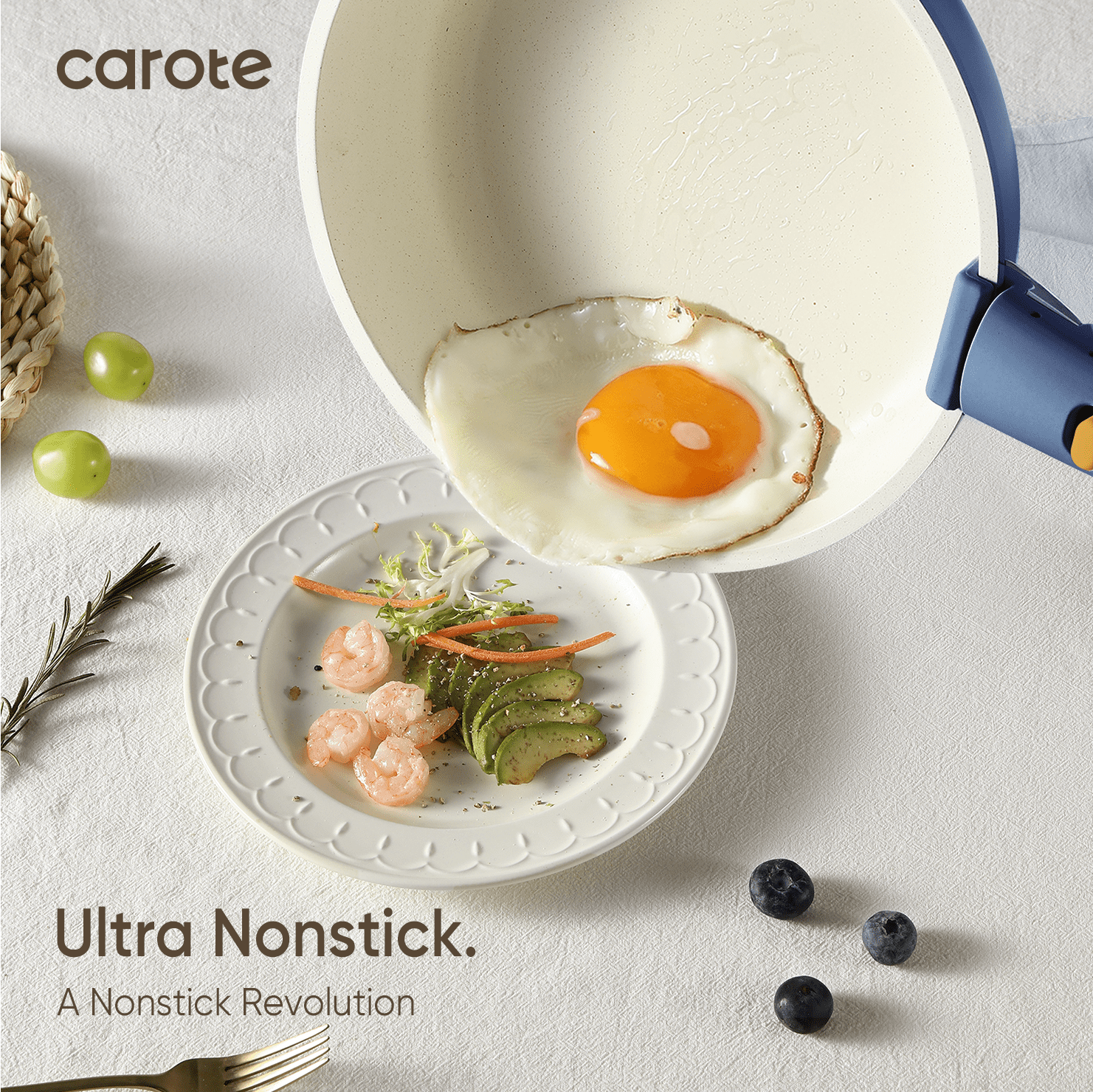 Carote 13 Pcs Nonstick Cookware Sets, Pots and Pans with Detachable Handles, Oven Safe, Stackable Kitchen Cooking Set, Induction Cookware, Navy Blue