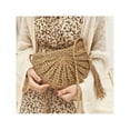 thumbnail image 4 of Straw Crossbody Bag for Women，Handmade Woven Rope Tassel Straw Bag，Semicircle Woven Bag Cell Phone Coin Bag,Khaki, 4 of 8