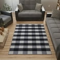 thumbnail image 3 of Ottomanson Buffalo Plaid Area Rug 5' x 6'6" - Non Slip Low Pile Carpet, Black/White, 3 of 9