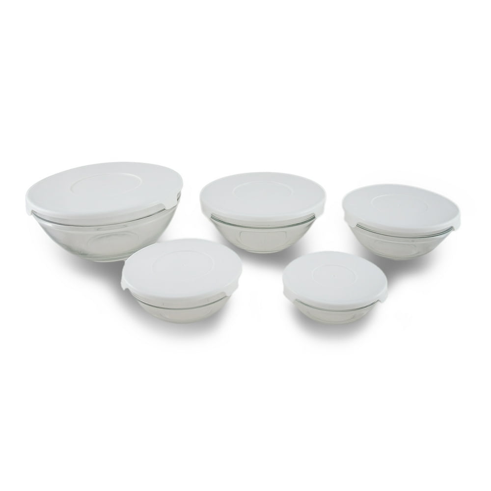 10 Piece Glass Food Storage Bowl Set w/BPA Free Lids