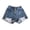Blue, variant on Girls Denim Shorts with Pockets Summer Korean Style Raw Hem Distressed Casual Jean Shorts Black 5 Years-6 Years