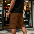 thumbnail image 4 of Dwellite Cargo Shorts for Men Elastic Waist Drawstring Stretchy Twill Cargo Shorts Below Knee Length Hiking Outdoor Clothes Coffee 4XL, 4 of 8