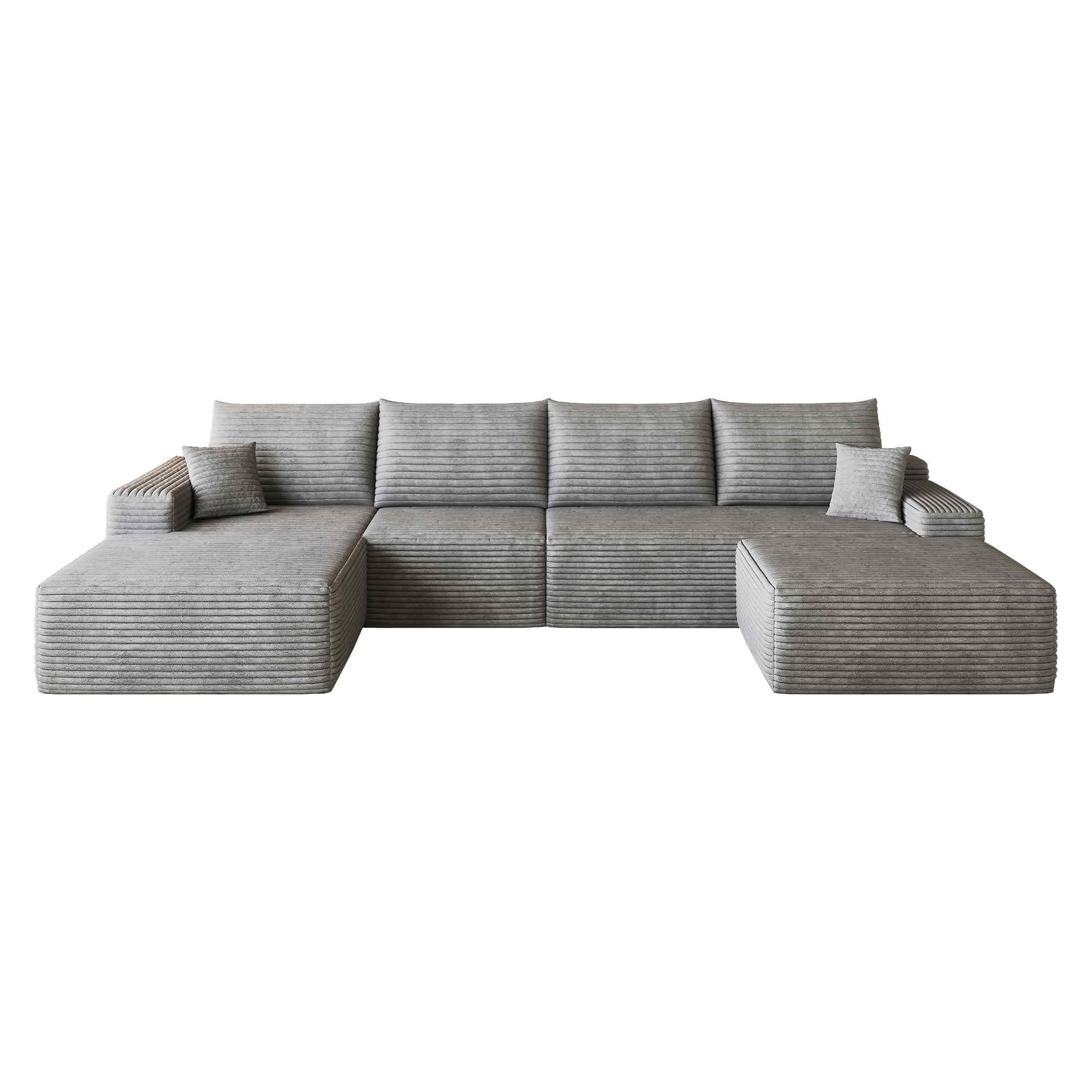 MAYEERTY 135 Inch L‑Shape Cloud Sectional Couch with Chaise, Modern Modular Deep‑Seat Sofa, Plush Corduroy Upholstered Couch, No Assembly Required for Living Room Bedroom Apartment