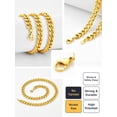 thumbnail image 2 of 18K Real Gold Plated Necklace, 4mm Cuban Link Chain Necklace for Men Women 18-26 Inch, 2 of 8