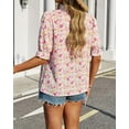 thumbnail image 5 of FreshPretty Women's Summer Boho Shirt Top Ruffle Short Sleeve Frill Trim Mock Neck Floral Solid Casual Blouses Shirts Tops, 5 of 5
