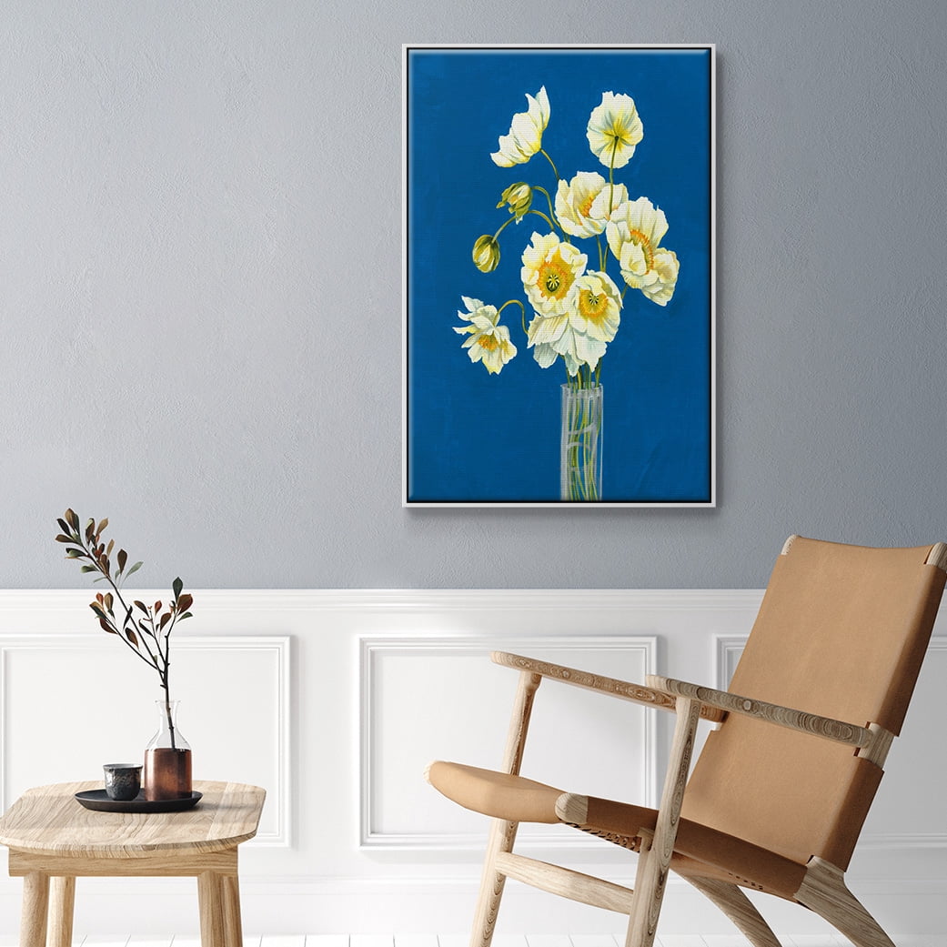 Ice Poppies Framed Premium Gallery Wrapped Canvas - Ready to Hang - 25 x 37 - White Floating Frame