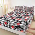 thumbnail image 3 of Feelyou Black Princess Bow Twin Sheet Sets, Square Buffalo Plaid Bedding, 3pcs, 3 of 7