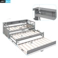 thumbnail image 6 of Twin XL Wood Daybed with 2 Trundles, 3 Storage Cubbies, 1 Light for Free and USB Charging Design, Gray, 6 of 20