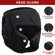RDX Headgear for Boxing, Training, Grappling, Muay Thai, Padded Head Protector, Black, XL