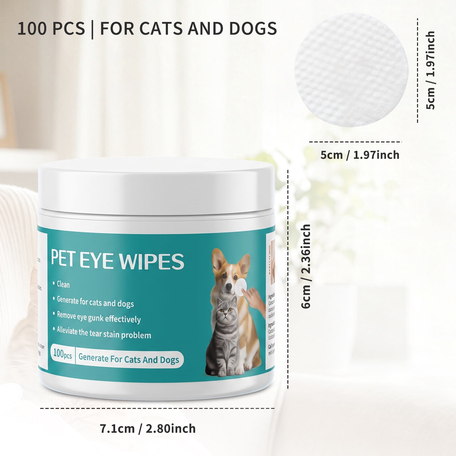 Pet Eey Wipes for Dogs & Cats
