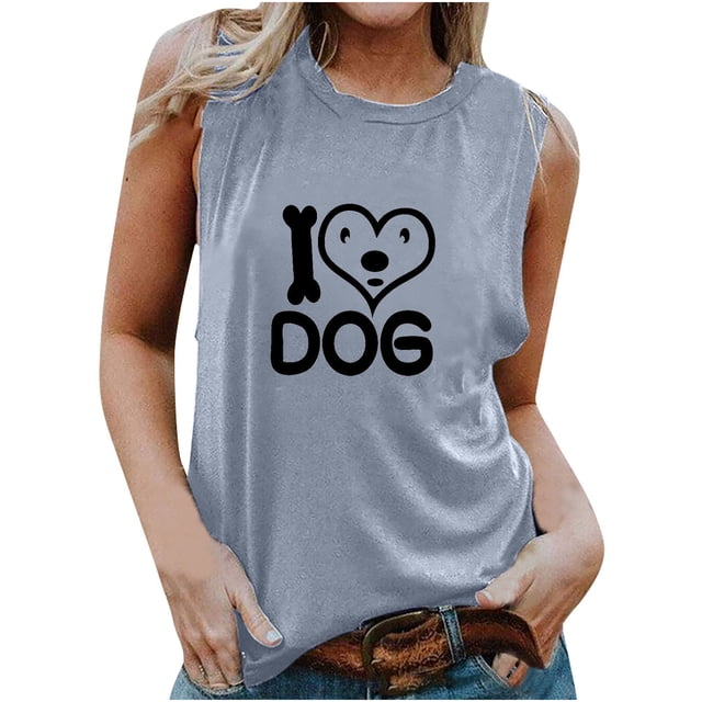 Verano mujer moda cuello redondo impreso sin mangas casual camisetas sin mangas Fridja gh5261