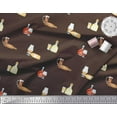 thumbnail image 3 of Soimoi Brown Cotton Voile Fabric Designer Bottle & Wine Glass Bar Print Fabric by the Yard 42 Inch Wide, 3 of 3