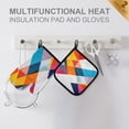 thumbnail image 4 of Yayeee Oven Mitts and Pot Holder Set of 4 Heat Resistant Kitchen Gloves Baking Hot Pad, Colorful Triangles, 4 of 5