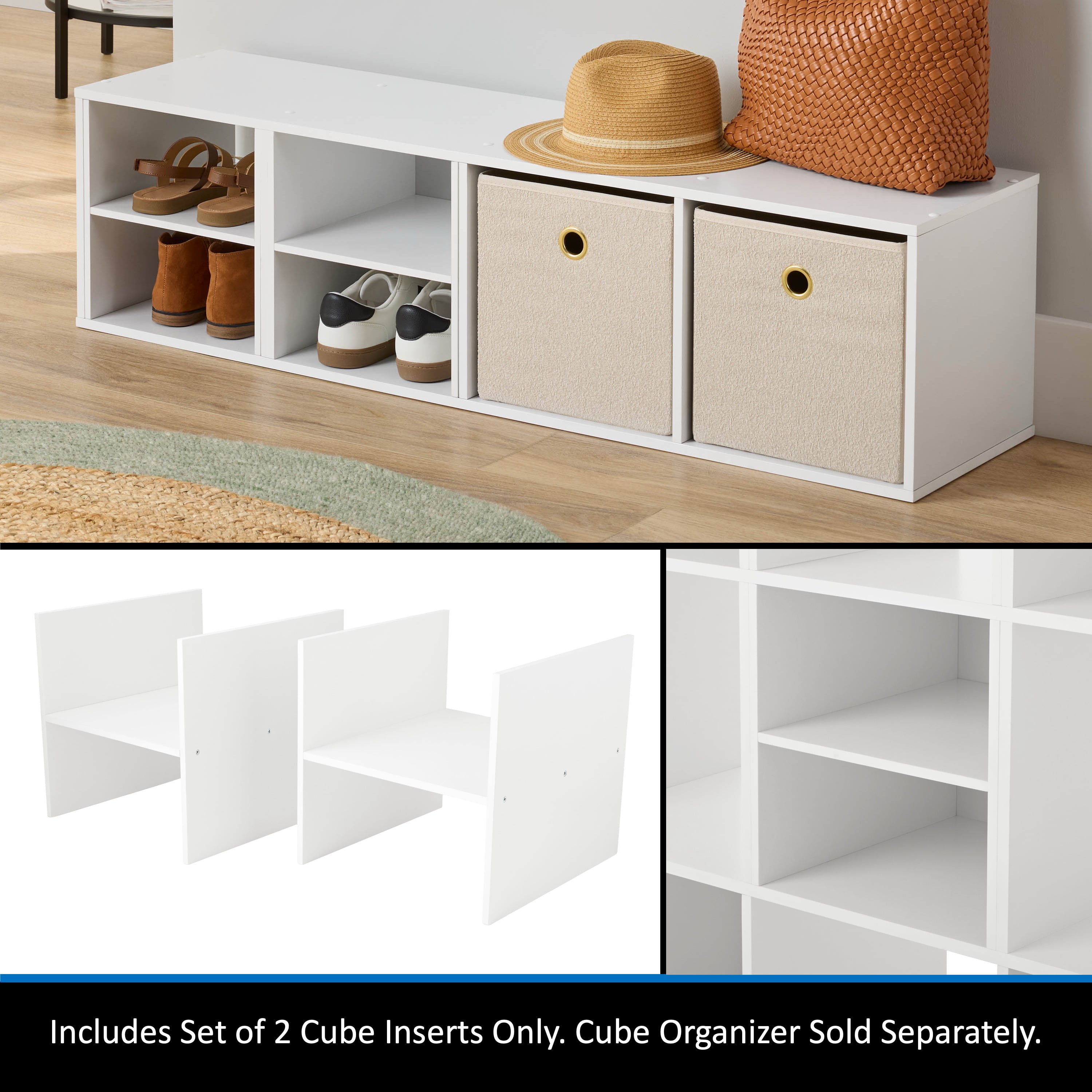 Mainstays Cube Storage H Inserts, Set of 2, White