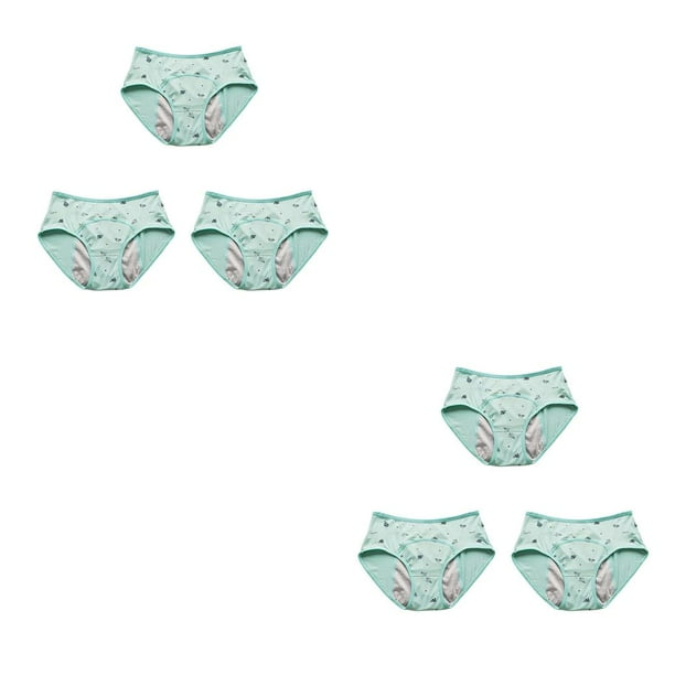 Sonducket 3 uds. Bragas con estampado de dibujos animados para niños, ropa interior menstrual, bragas, lencería, hija, mujer, adolescente, Verde claro METRO 2piezas