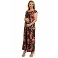 thumbnail image 2 of 24seven Comfort Apparel Cap Sleeve Empire Waist Pleated Maternity Maxi Dress, 2 of 3