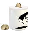thumbnail image 2 of Humor Piggy Bank, Irritating Troll Face Man with Cynical Expression Oh Crap Famous Fun Image Print, Ceramic Coin Bank Money Box for Cash Saving, 3.6" X 3.2", Black and White, by Ambesonne, 2 of 4