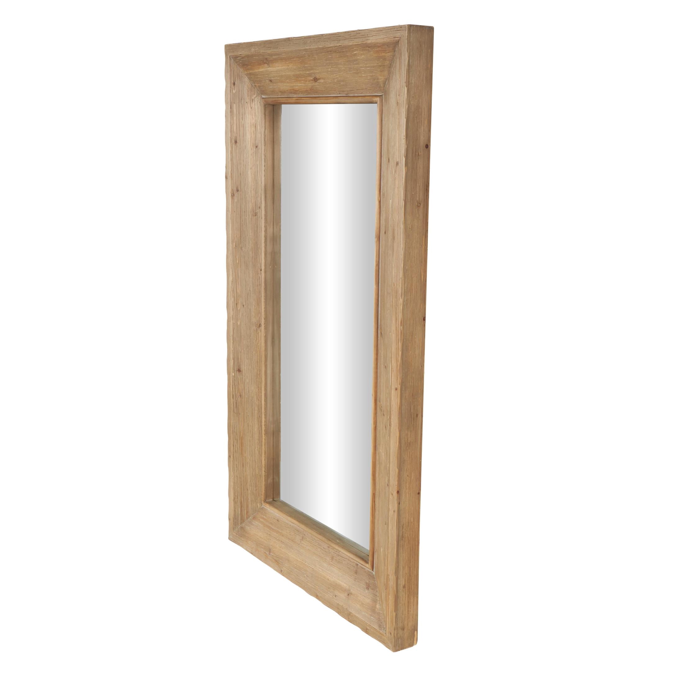 DecMode 32" x 55" Brown Wood Floor Mirror with Natural Wood Grains