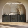 thumbnail image 3 of BELLEZE 3-Piece Modular Sideboard Set Freely Configurable, 2 Double Arched Wood Door Cabinets and 1 Drawer Buffet Cabinet with Storage, Modern Credenza for Dining Room, Living Room Entryway - Ebony, 3 of 7
