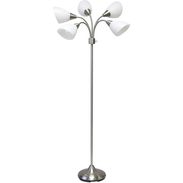 Simplee Adesso Five Light Floor Lamp Brushed Steel White Frosted Plastic Shade Com Simplee Adesso Five Light Floor Lamp, Room Essentials 5 Head Floor Lamp Assembly Instructions