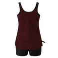 thumbnail image 4 of Ecqkame Womens Tank Bathing Suits Conservative Print Casual Tankini Set Two Piece Stretchy Summer Beach Swimsuits 01-Wine XL, 4 of 5